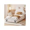 Upholstered Bed Beautiful Children's Bed, 90 X 200 Cm, Bear Shape. Simple Bed In Soft Velvet for the Skin, White