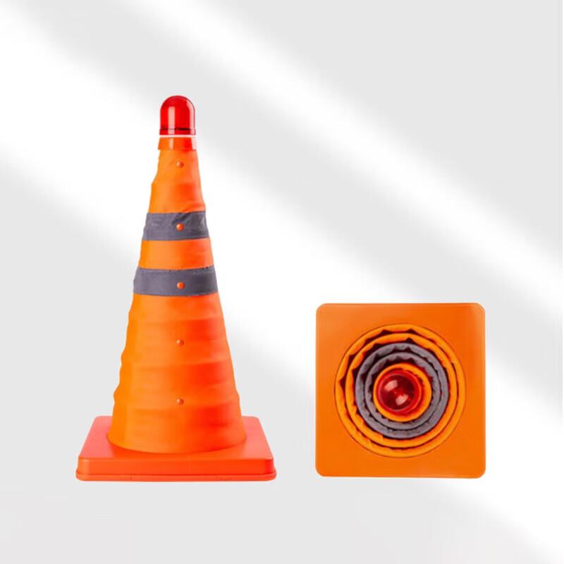 45cm Telescopic Folding Reflective Traffic Cone with Warning Light