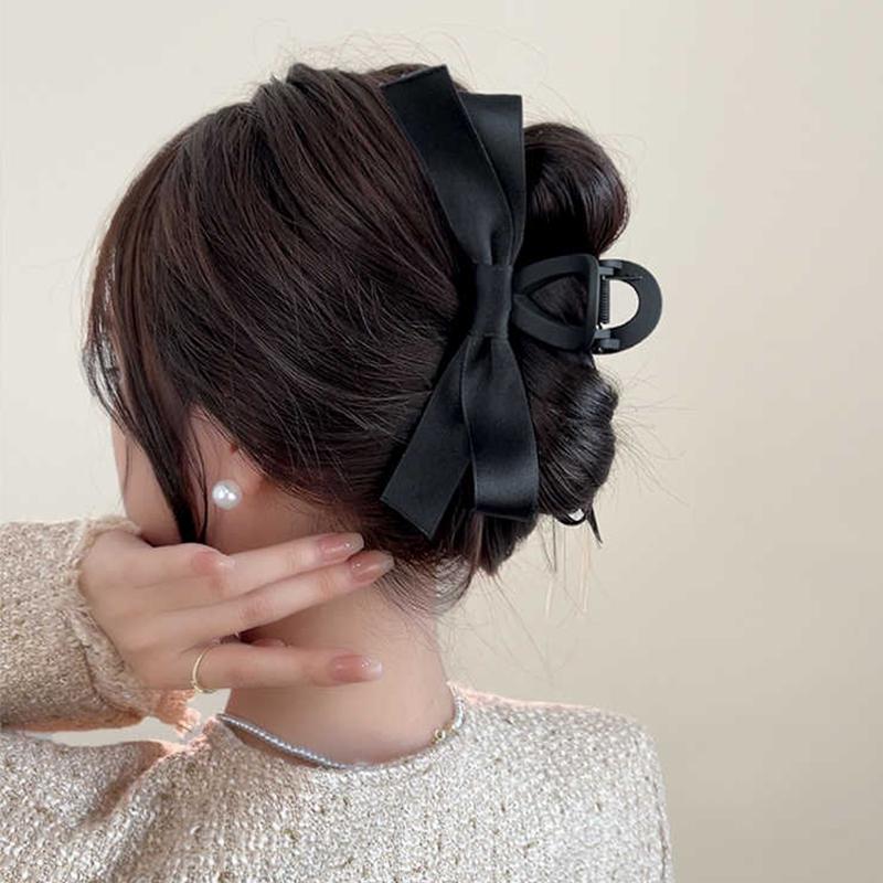 Korean Fashion Fabric Ribbon Hair Bow Hairpin For Women Sweet Girls Hair Clips Black White Bow Top Clips Female Hair Accessories