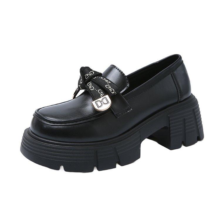 

[youshilai] Versatile loafers women s 2025 new British style one-pedal single shoes platform small leather shoes 35