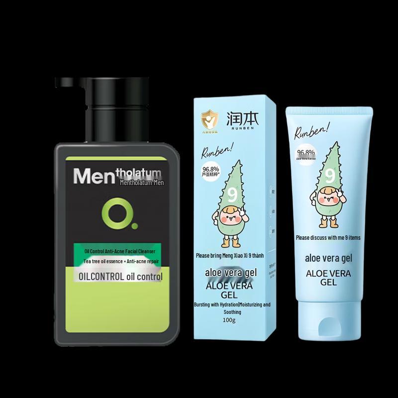 

Mentholatum Oil Control Anti-Acne Cleanser & Runben Aloe Gel Set