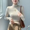 Women's H393 High Neck Warm Slimming Long Sleeve Top - Autumn/Winter Solid Color Versatile Mid-Neck Base Layer Shirt.