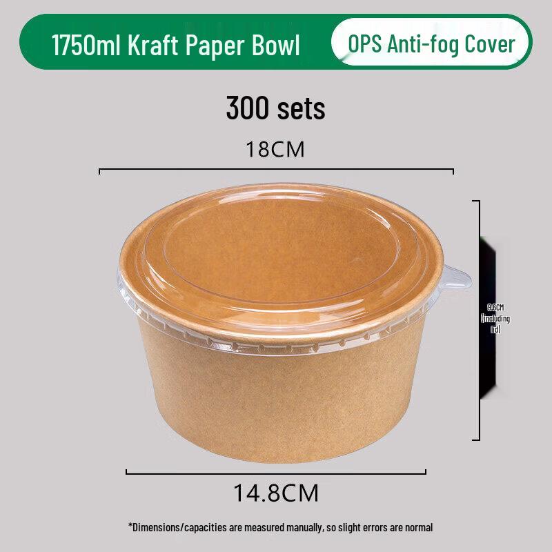 Disposable Kraft Paper Salad Bowl with Lid