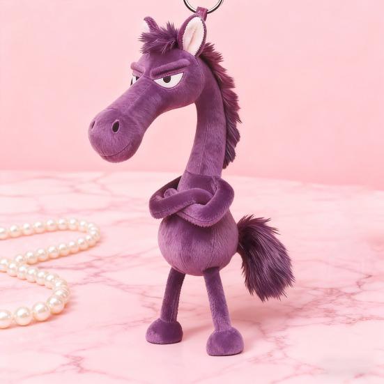 Plush Horse Bag Charm 2026 Year of The Horse Keychain Car Rearview Mirror Pendant Soft Pony Doll for Good Luck
