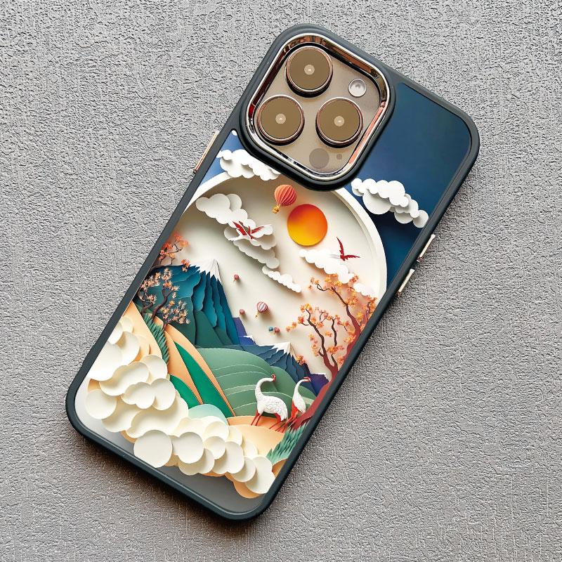 Printing Landscape phone case For iPhone 13 15 11 12 Pro Max 14 7 8 Plus SE2 XS X XR Creative Mountains Shockproof Soft Cover