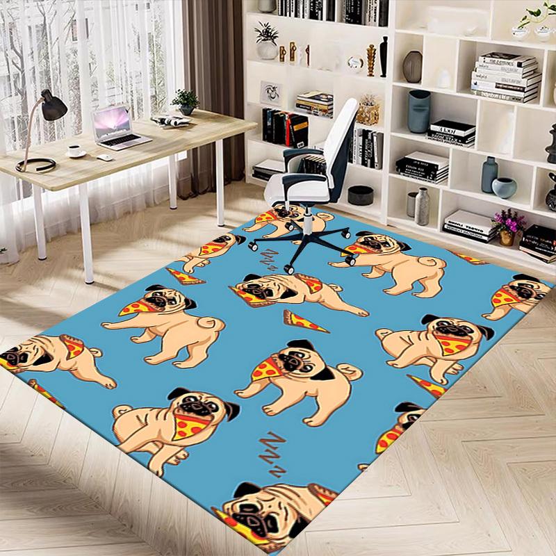 1PC Pug Pizza Extra Large Non-Slip Floor carpet, Office, family, bedroom, Studio Large Area Rug,Longlasting Material-J0335