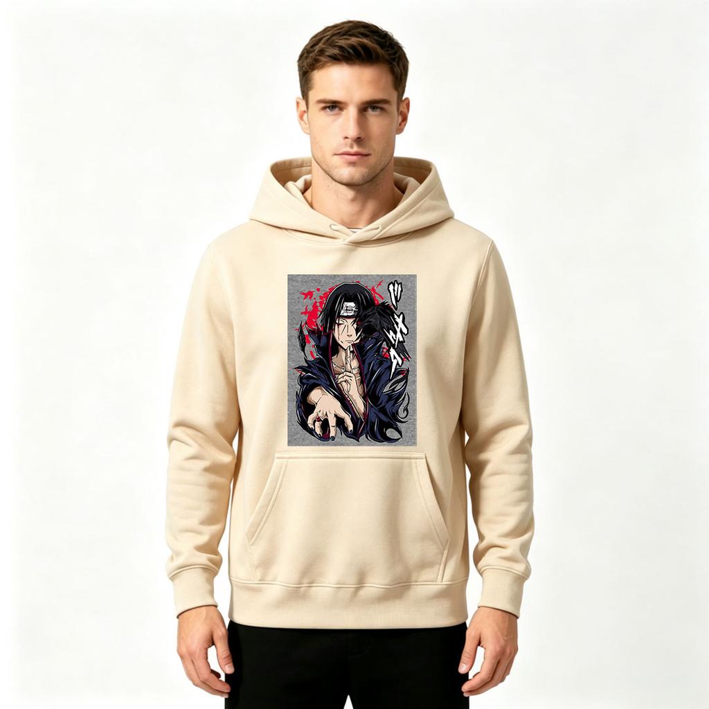 Men Anime Printed Pullover Hoodie Casual Long Sleeve Sweatshirt for Daily Wear