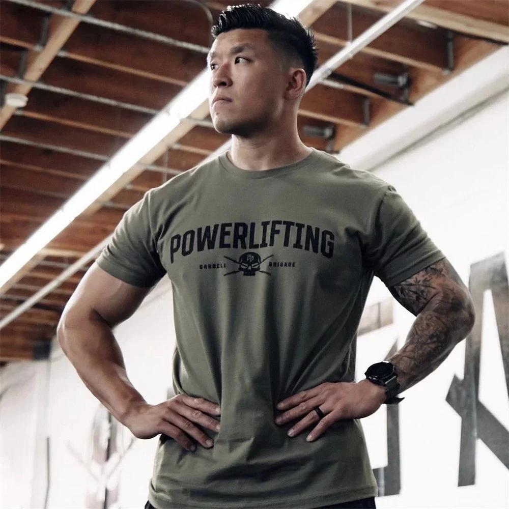 

Unisex Loose Fit Gym Muscle Fitness Graphic Printed Short Sleeved Cotton T-Shirt S