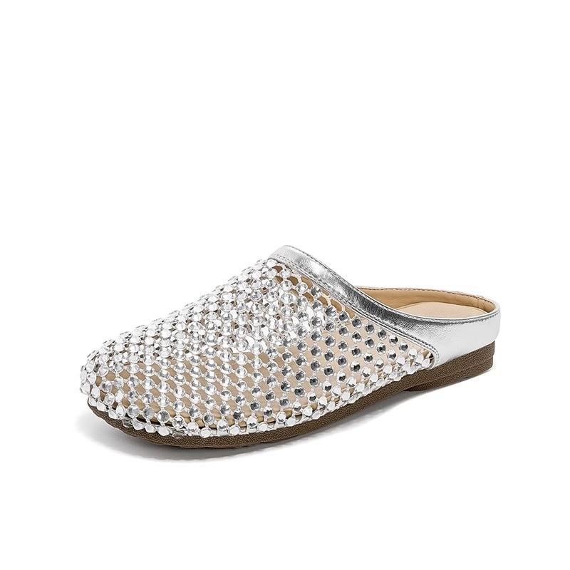 Fashion 2025 Summer New Flat Fashion Woven Cutout Sandals Women's Casual Baotou Soft Sole Roman Shoes