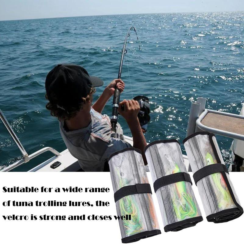 Roll Up Fishing Lure Wraps Set-Durable Lure Bag 6 Pocket PVC Protective Cover Saltwater Hook Covers Fabric Lure Protector