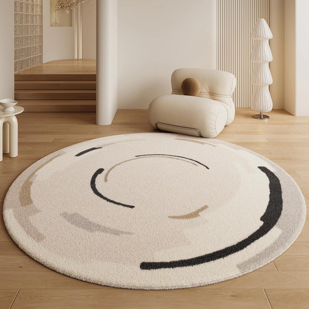Cream Style Carpets for Living Room Fluffy Soft Round Bedroom Decor Rug Luxury Dressing Table Carpet Home Thick Plush Floor Mat