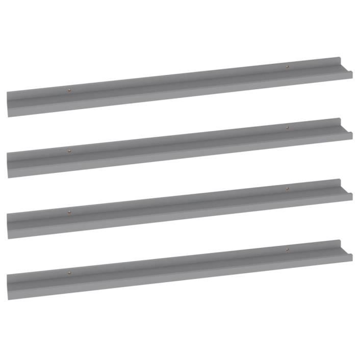 VidaXL Wall Shelves 4 Pcs Grey 100x9x3 Cm