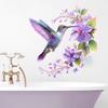 Creative Watercolor Purple Flower Wreath Hummingbird Wall Sticker for Living Room Bedroom Cabinet Home Decoration