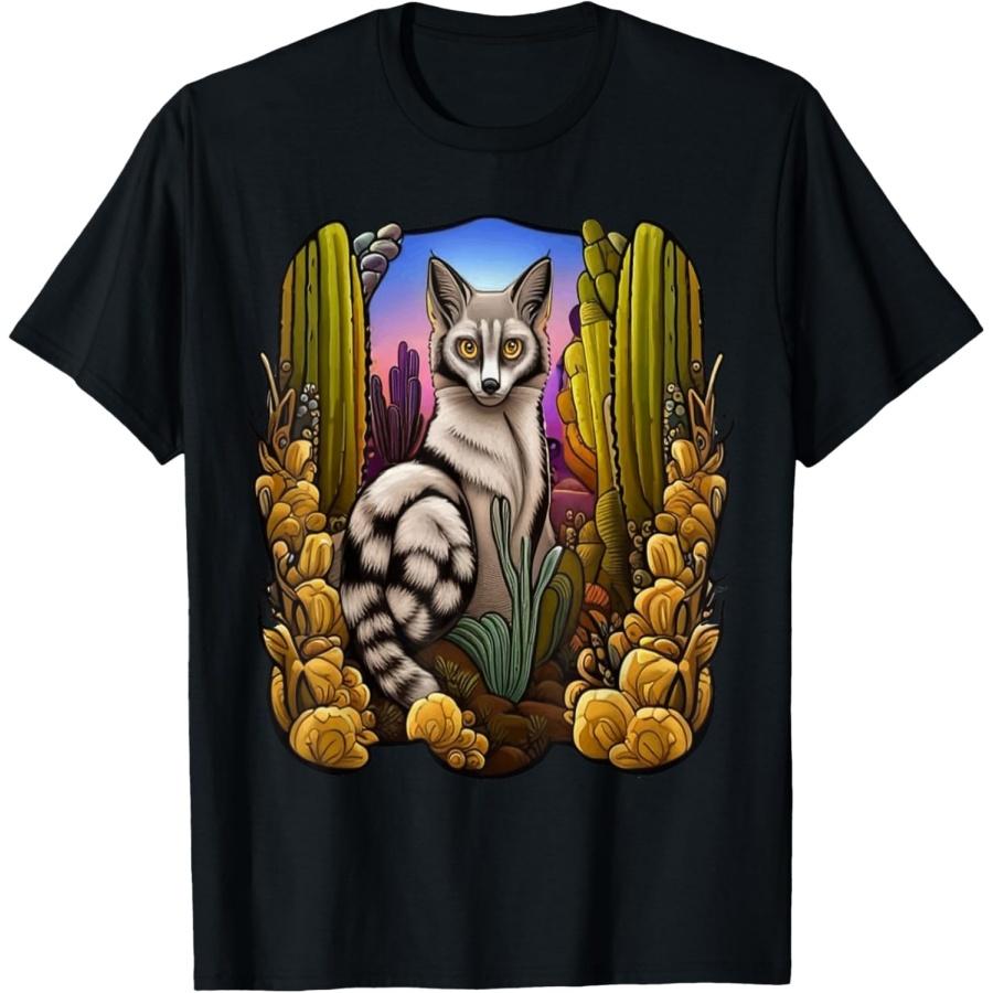 

Arizona Ring Tailed Cat Surrounded By Cacti Cartoon Tattoo Men Women Kids T-Shirt XXXXXL чорний