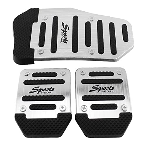 Pmandgk 3pcs Fuel Gas Accelerator Pedal Brake Pedal Clutch Pad Cover Foot Pedal Anti-slip for Manual Transmission Car Silver