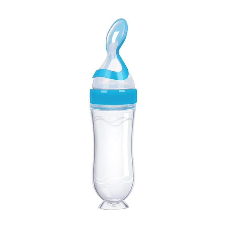 1Pc Safe Useful Silicone Baby Bottle With Spoon Food Supplement Rice Cereal Bottles Squeeze Spoon Milk Feeding Bottle Cup