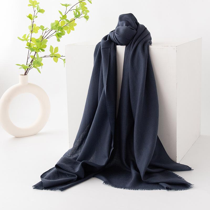 Solid Color Wool Scarf Women's Soft Four Season New Cashmere Scarf Warm Scarf Dual-use Tassel Shawl