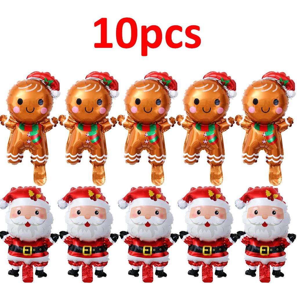 15-1PCS Christmas Balloons Aluminum Foil Small Balloon Toy Xmas Tree Gingerbread Man Santa Birthday Party Holiday Decoration