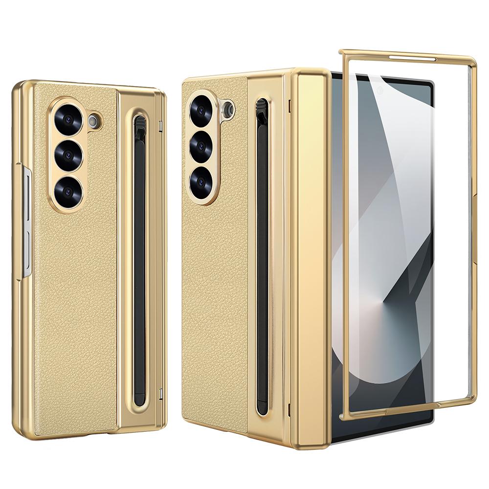 Suitable for Galaxy Z Fold 7/6/5/4 Phone Case WIth Touch Pen&Pen Slot, Full Protector Magnetic Hinge Cover with Glass Film
