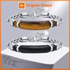 Vnox Natural Stone Bracelets for Men, Anti Allergy Stainless Steel Wheat Chain Wristband Gifts for Father Dad Birthday Christmas