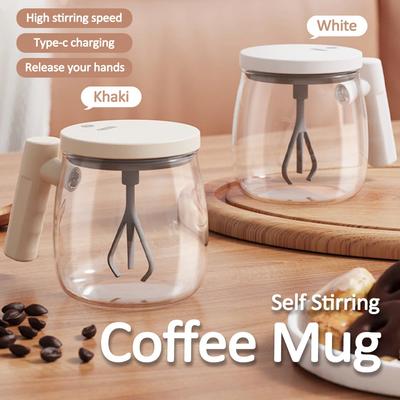 Electric Glass Coffee Mug 400ML Self-stirring Mixing Cups For Drinks 7000rpm Automatic High-Speed Mixing Mug for Coffee Milk Tea