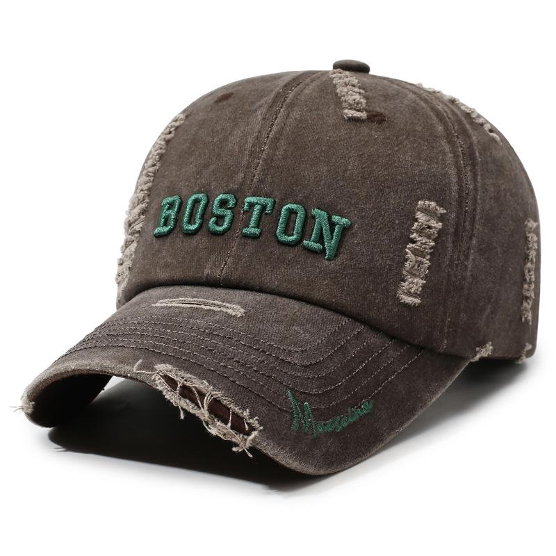 Washed denim cap children's big head circumference outdoor summer wide brim showing face small and old gray baseball cap men's
