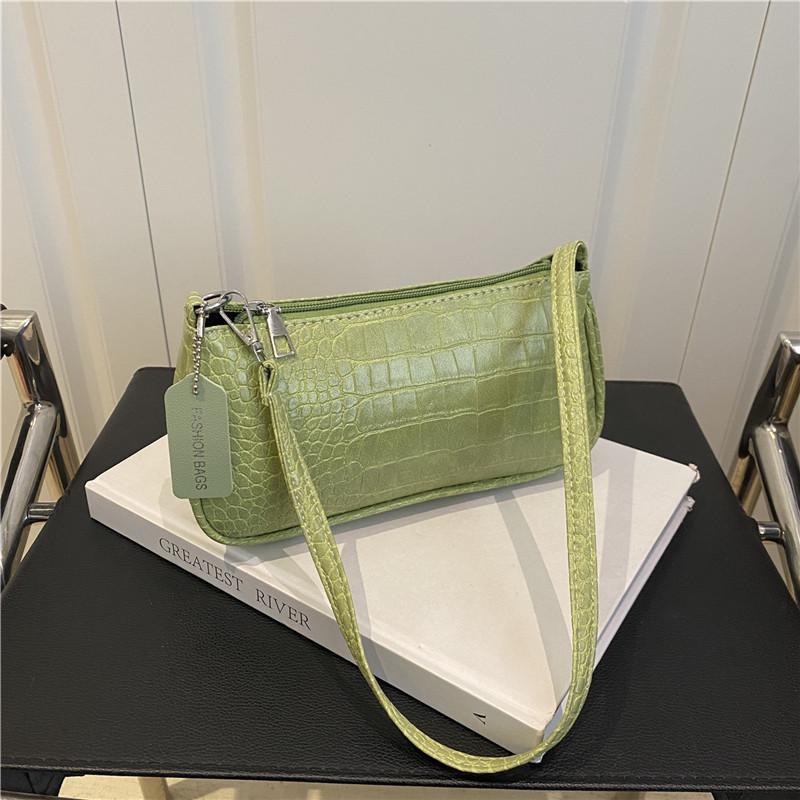 2025 New Niche Design Bag Retro Underarm Bag Method Stick Bag Crocodile Pattern Handbag Celebrity Hand Bag