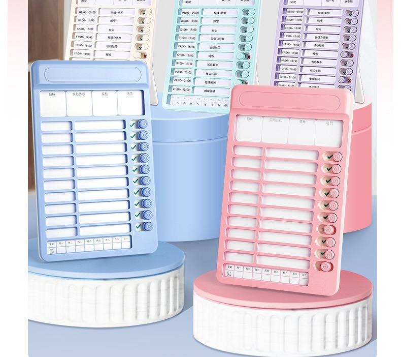 Tabella dei lavoretti per bambini Tabella della routine quotidiana con card vuote Adesivi carini Tabella di controllo in plastica Lista delle cose da fare per la pianificazione della routine