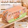 Capybara Kids' Large Capacity Pencil Case - Cute Double Layer for Boys & Girls in Primary School