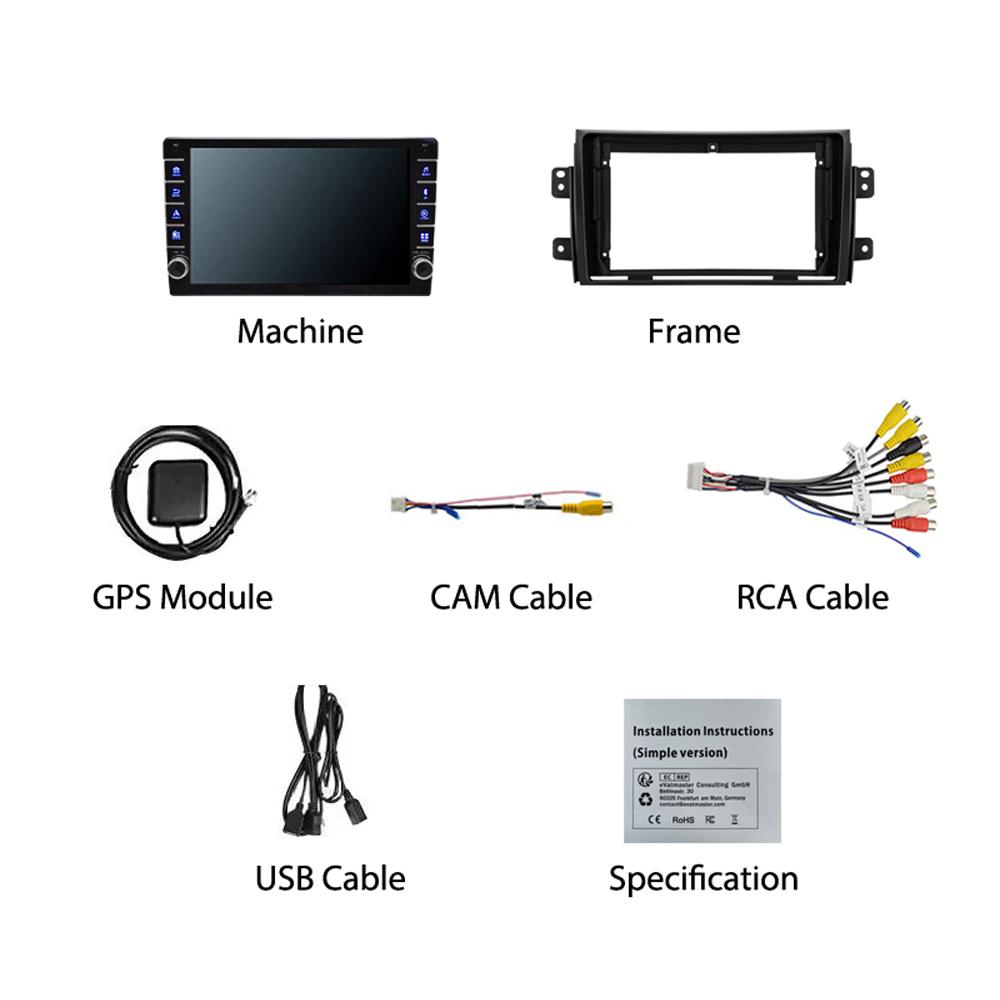 2 Din Android Autoradio Multimedia Video Player für Suzuki SX4 2006-2013 Für Fiat Sedici 2005-2014 mit Knopf Knopf Carplay WiFi 2 + 32 GB