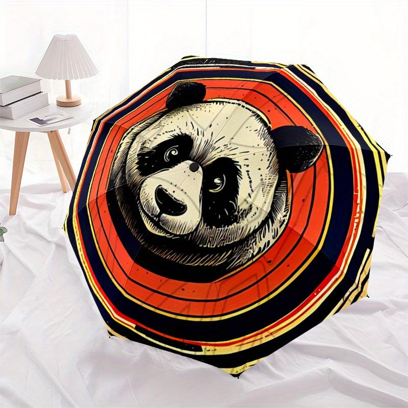 1pc Panda Circle Automatic Umbrella High Quality Canopy, Portable Folding Umbrella with, Ideal Gift for - Travel, Everyday, Formal Events, Stylish Acc
