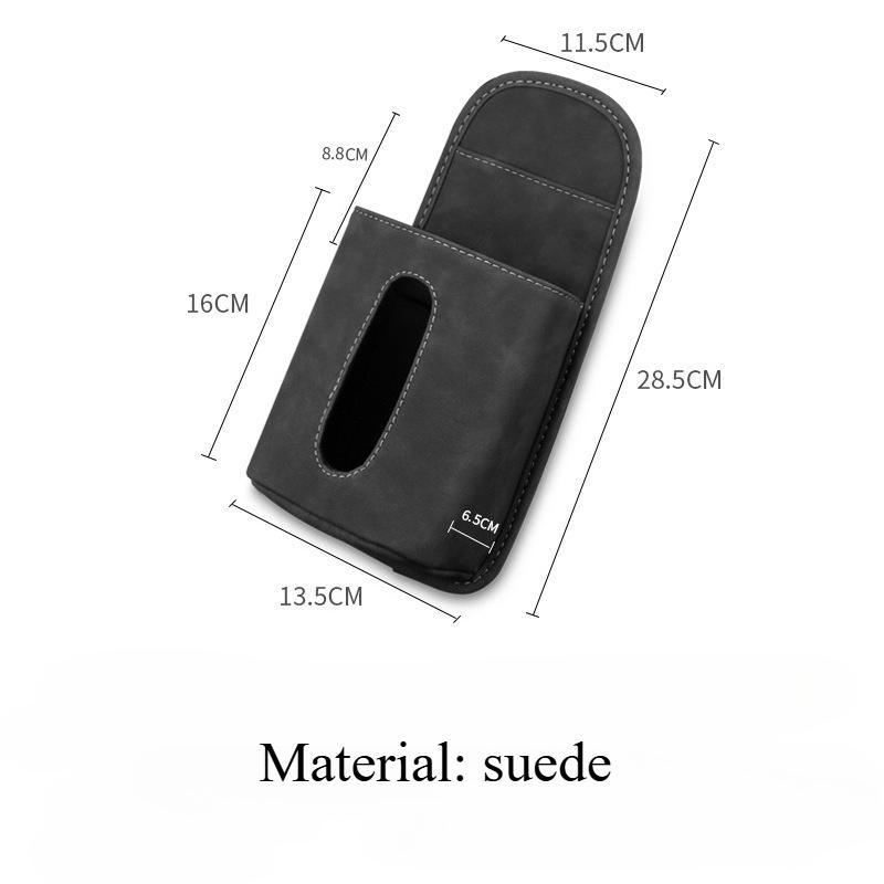 Suede Material Car Seat Hanging Bag Universal Tissue Box Paper Bag Chair Back Side Storage Car Interior Organization Accessory