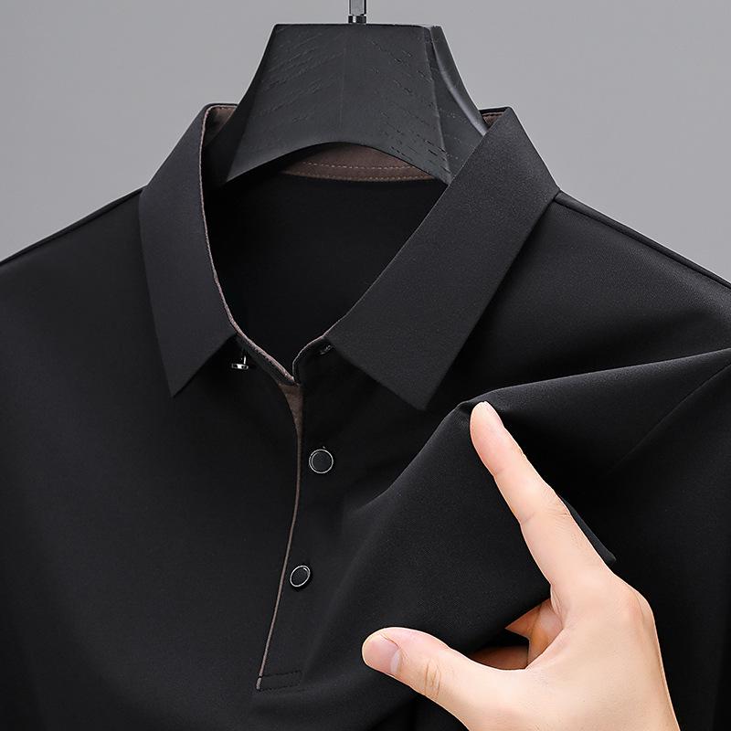Men's High-End Ice Silk Polo - Quick-Dry, Loose Fit, Summer Short Sleeve Lapel T-Shirt, Plus Size, Dad's Style