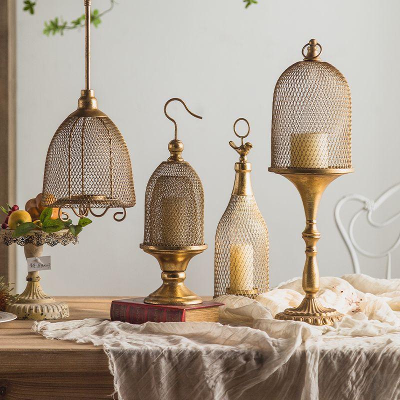 BEPAN Retro European Candlestick Iron Art Golden Homestay Light Luxury Candlestick Terrace Restaurant Romantic Decoration Ornament