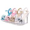 Fashion 13cm Crystal Stiletto Heel Sandals for Women Runway Catwalk Sexy Flower Embellished Transparent Platform High Heels