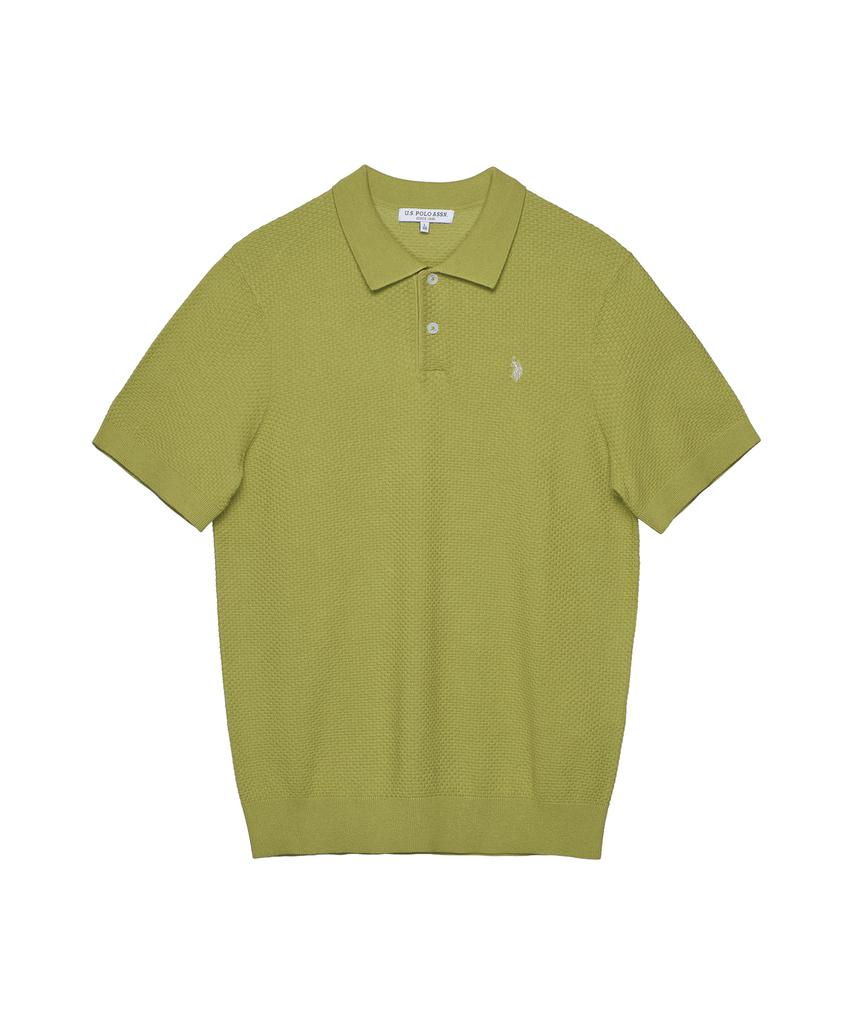 USPOLOASSN Cotton Short Sleeve Collared Knit_Lime