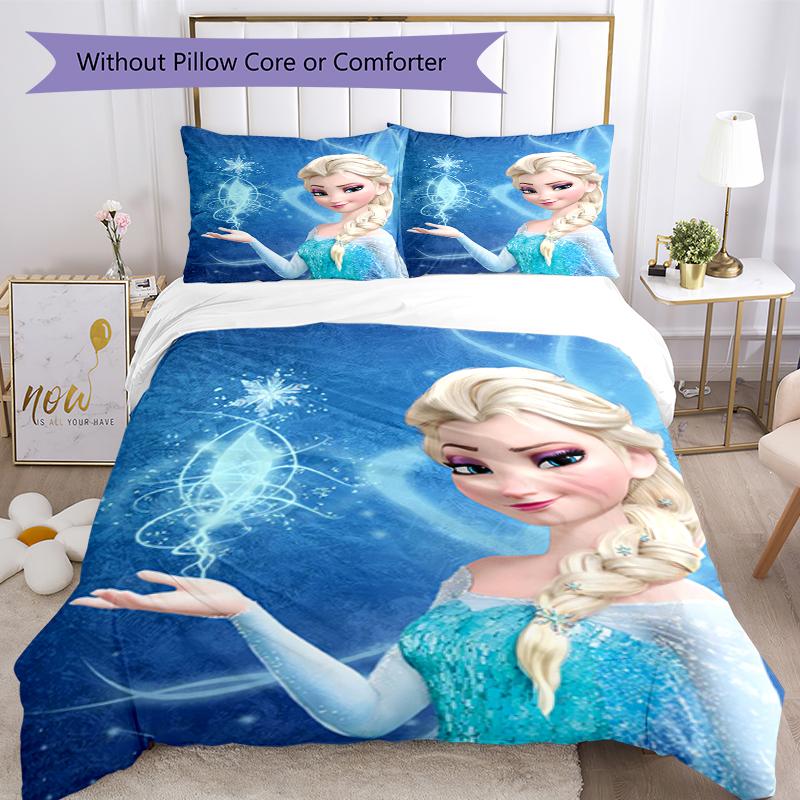 3pcs Elsa Bedding Set Duvet Cover Closure Includes 1 Duvet Cover & 2 Pillowcases, Soft and Comfortable for All Seasons.