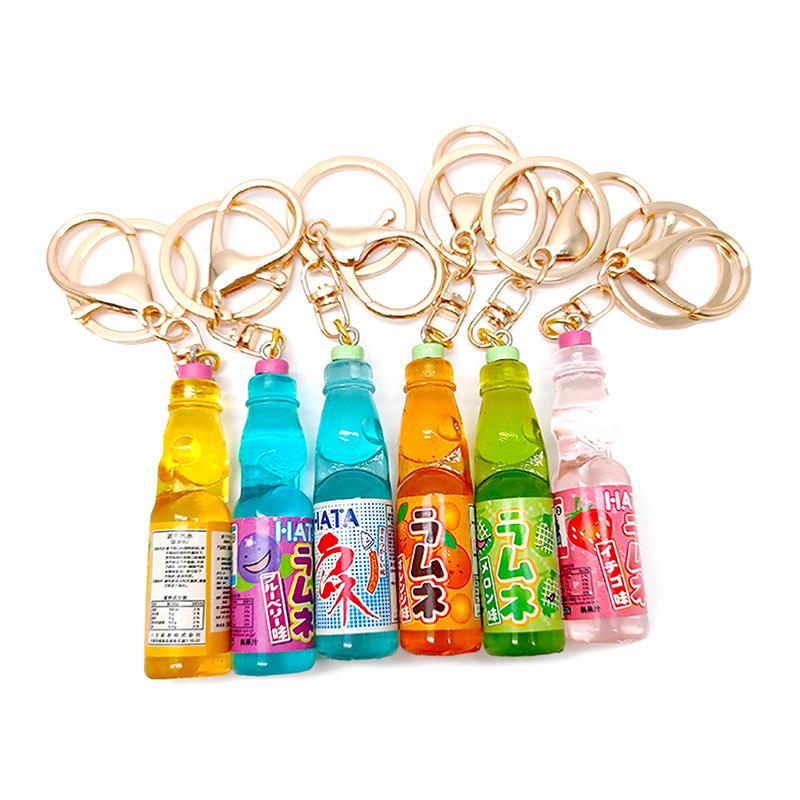 1 Piece Cute Creative Miniature Soda Drink Charm Mini Dollhouse Ornament Simulation Japanese Marbles Bobble Soda Keychain