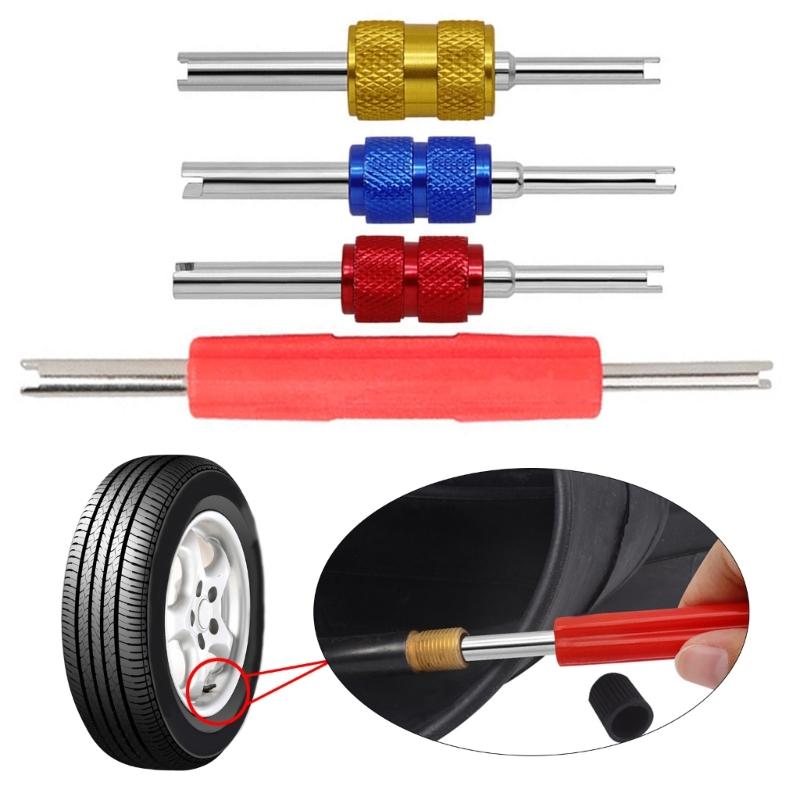 4Pcs Car Air Conditioner Valves Stem Cores Remover Wrench Double HVAC Valves Cores Removal Tool Set for Vehicles Truck