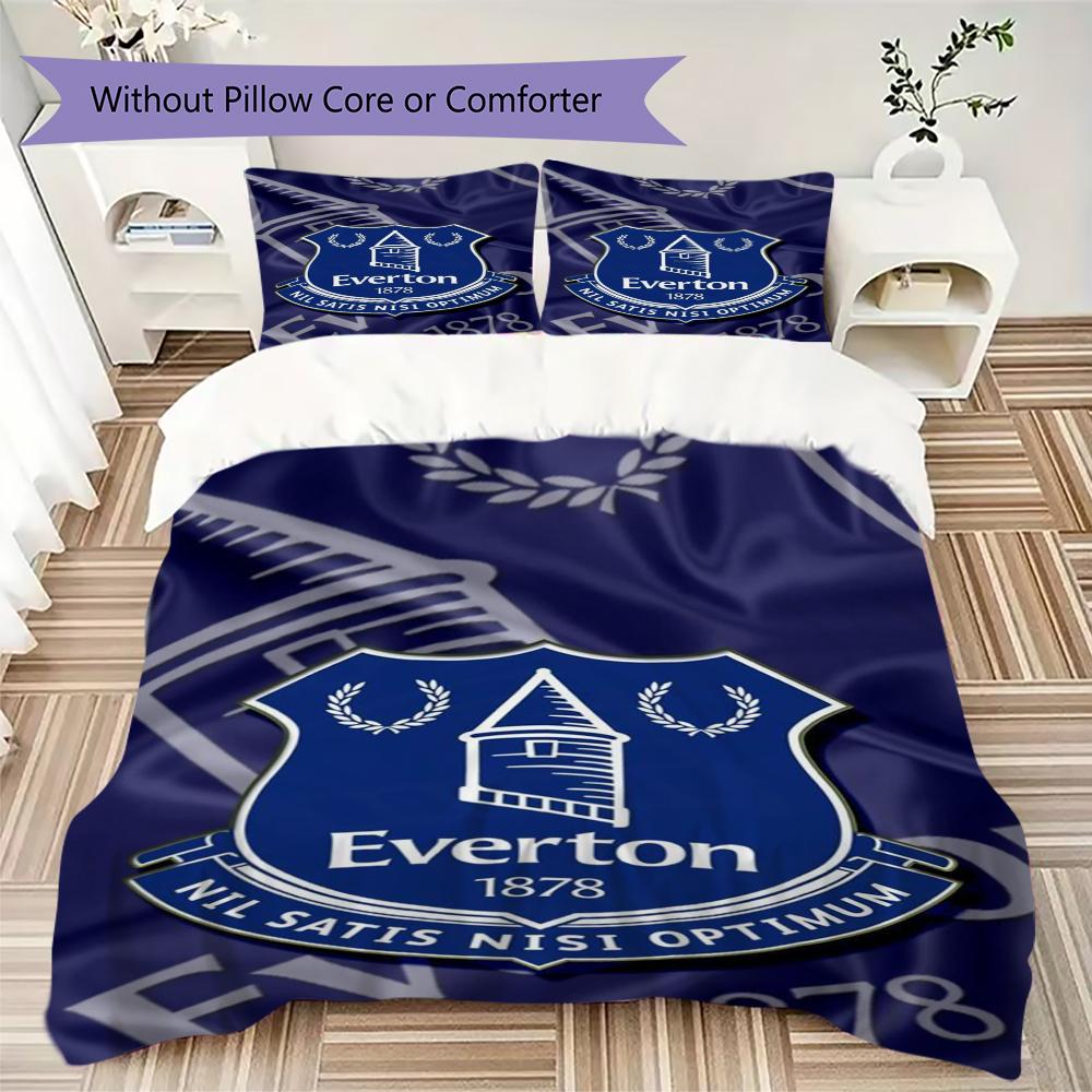 Everton FC Pattern Bedding Uilt Set Uilt Cover Pillowcase Home Decoration Birthday Gift (1 * Duvet Cover + 2 * Pillowcase  Without Core)41