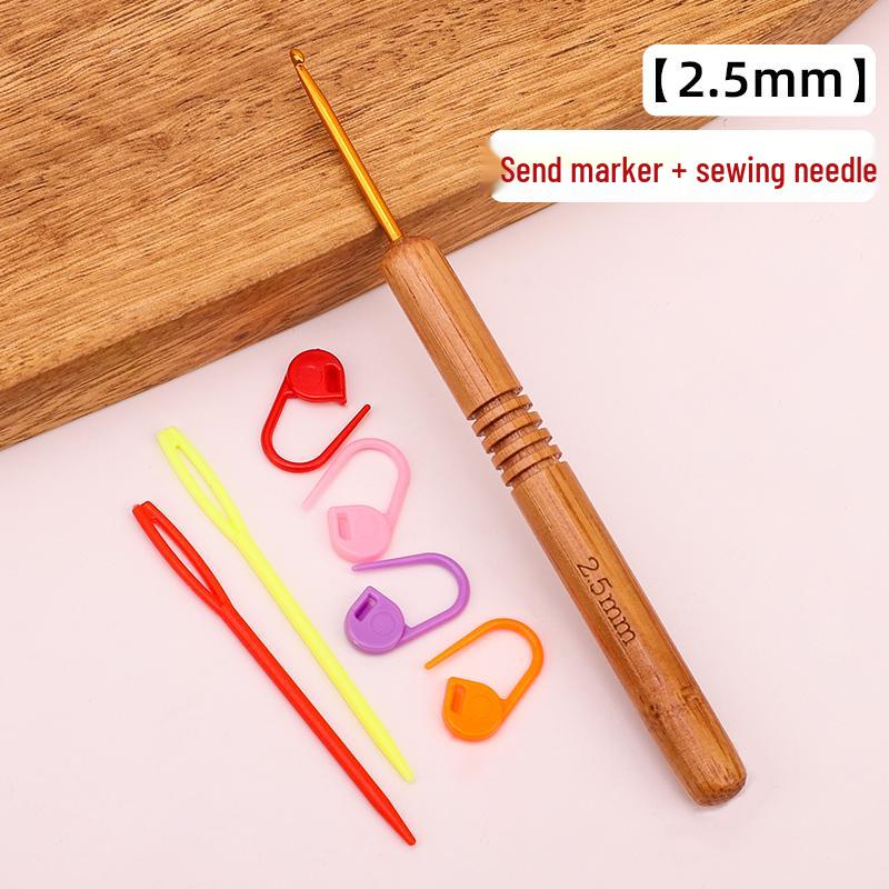 Set croșete din lemn rotunde pentru proiecte cu fir: Pulover, Păpușă, Papuci de casă și Pachet Material Tricotat