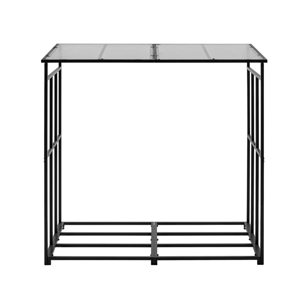 Firewood Rack with Sloped Roof, 1.85m Outdoor Firewood Holder, 1/4 Cord Log Storage Shed, 299kg Max Weight Capacity, Powder-Coated Metal Wood Storage