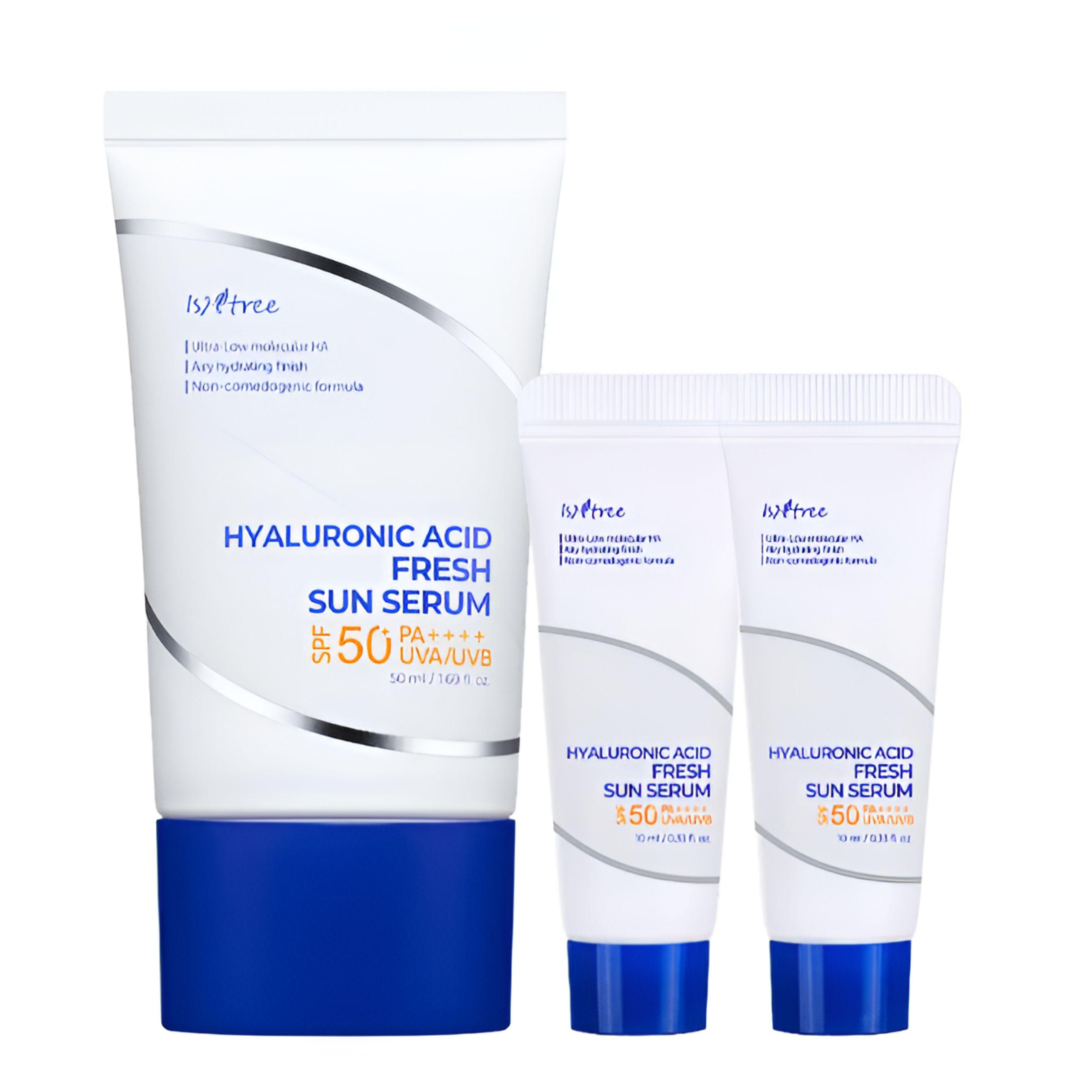 

Isntree Hyaluronic Acid Fresh Sun Serum Special Set (50ml + 10ml x 2ea) | Ultra-Light Hydrating Sunscreen with 8 Types of Hyaluronic Acid
