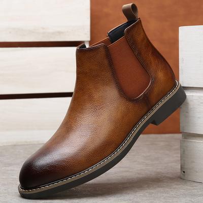Hot Sale Men Chelsea Boots New Arrival Soft Leather Elastic Strap Ankle Boots Formal Business Dress Shoes Slip On Walk Footwear