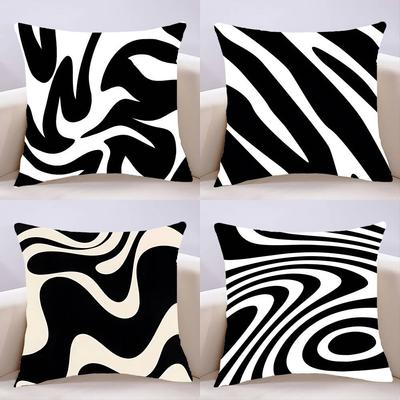 Black Striped Pillow Case Cushion Cover Soft Cute Throw Pillow Case For Car Sofa Pillowcase Polyester With Zipper