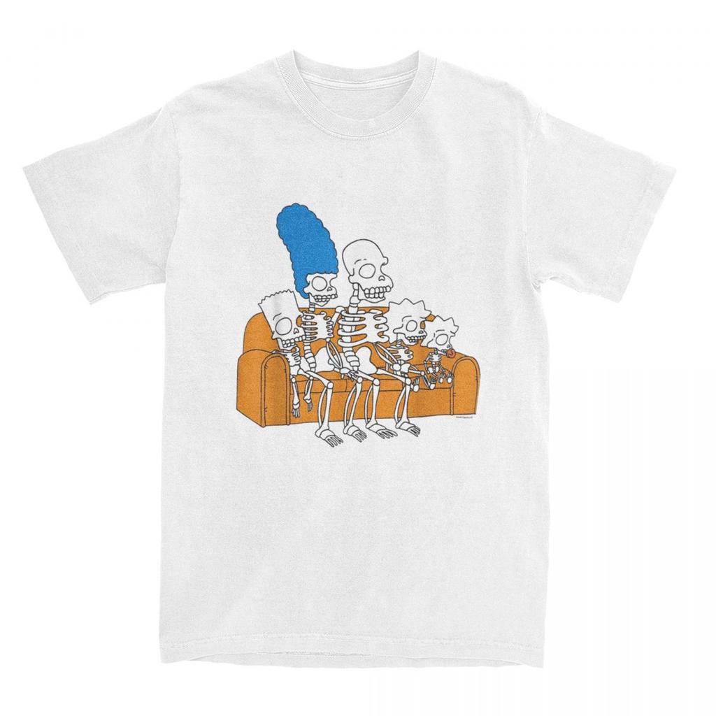 Miniso Vintage Simpson Family Skeletons Treehouse of Horror Cotton T Shirts Tee Shirt Unisex Casual Short Sleeve Clothing