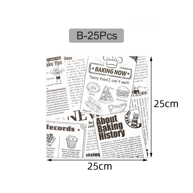 25 Sheets Deli Paper, Grease-Proof Parchment Paper Basket Liners, Food Wrappers for Sandwich, Chip, Burger & Fries, Baking Tools