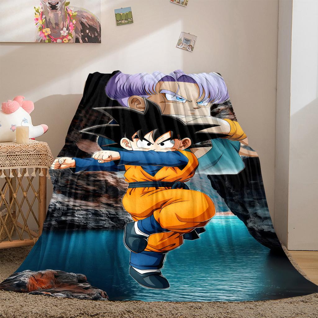 1 Stück Son Goku Druck Flanelldecke, Hohe Qualität für alle Jahreszeiten, Heimdekoration, Wärme und Komfort, Perfekt für Weihnachtsgeschenke
