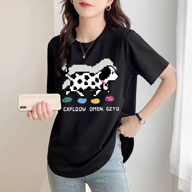 White Short-sleeved T-shirt for Women's Summer New Curved Hem Loose Solid Color Half-sleeved Stylish Unique Top