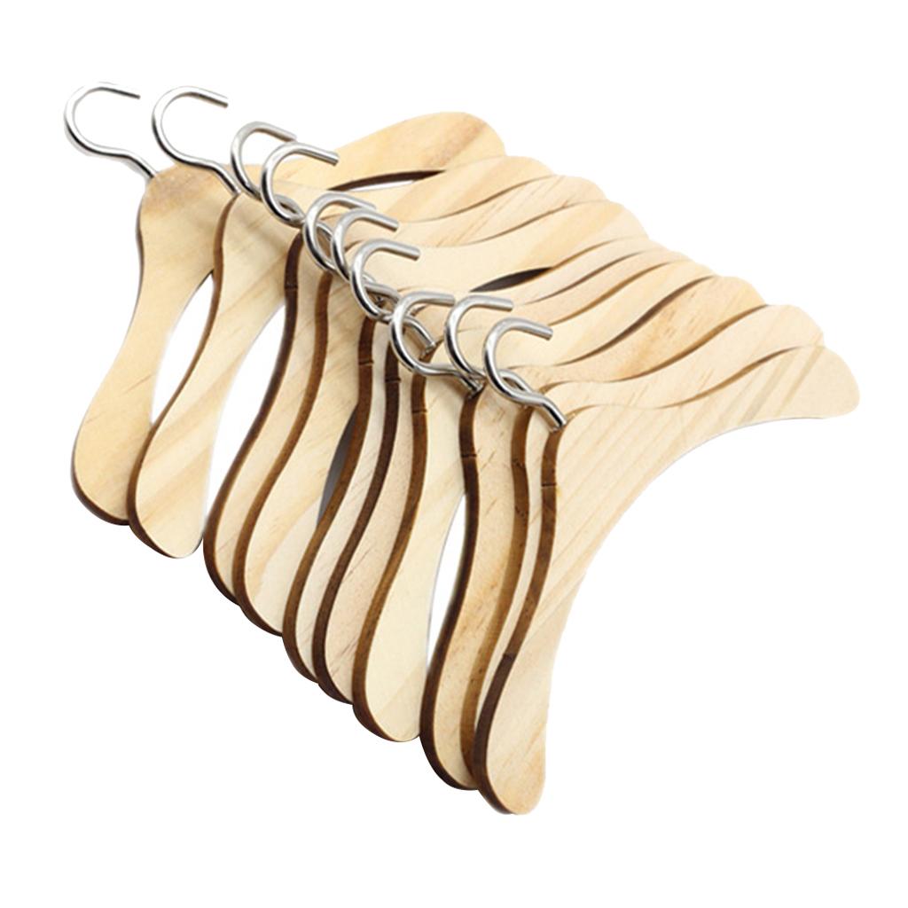 10 Dolls Wooden Hangers Metal Hooks Clothes Organizer for Uncle
